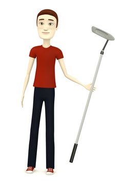 3d render of cartoon character with golf club