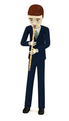 3d render of cartoon character playing on indian flute © bescec