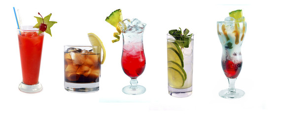 various cocktails at the bar