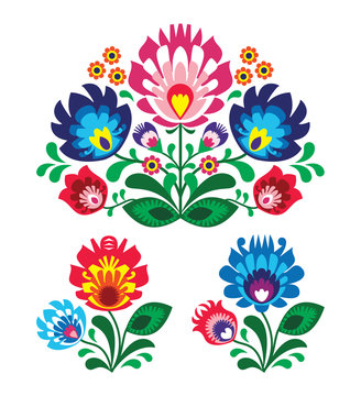 Polish floral folk embroidery pattern