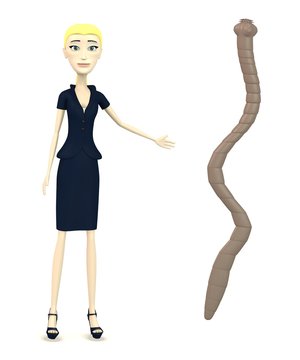 3d render of cartoon character with tapeworm