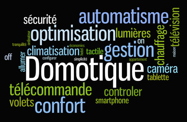 Nuage de mots : Domotique fond noir