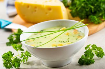 bowl of cheese cream soup