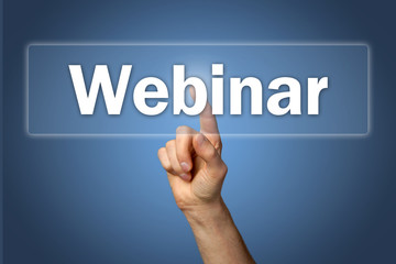 Hand tippt auf Touchscreen Webinar