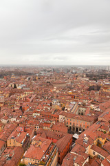 Fototapeta na wymiar City of Bologna birds view. Rooftops. Italy. Europe.