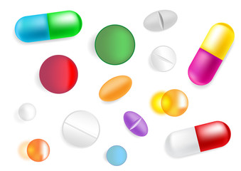 Set with vector different pills