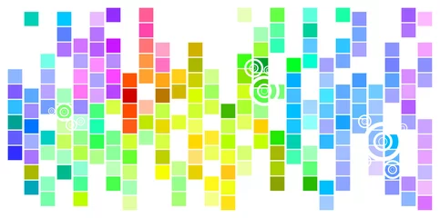 Garden poster Pixel Abstract Mosaic Rainbow Colored Rectangles With Circles