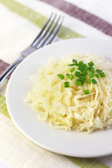 Sauerkraut on white plate