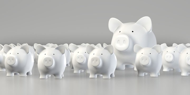 Piggy bank - Group with big pig