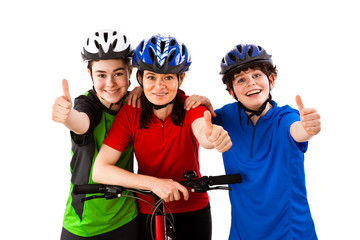 Fototapeta premium Cyclists isolated on white background