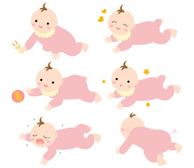 赤ちゃん乳児　はいはい2　ずり這い　女の子