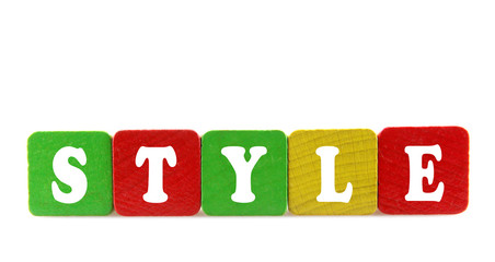 isolated text in wooden building blocks