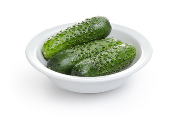fresh greenhouse cucumbers in bowl