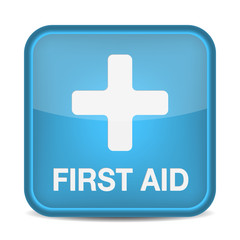 Obraz premium First aid medical button sign isolated on white.