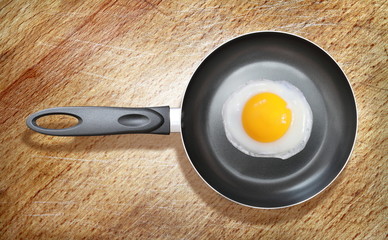fried egg on a frying pan