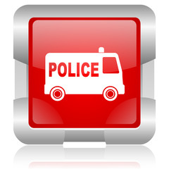 police red square web glossy icon