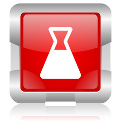 chemistry red square web glossy icon