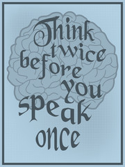Vintage vector poster with a human brain and advice