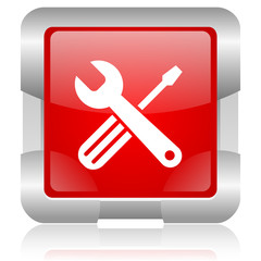 tools red square web glossy icon