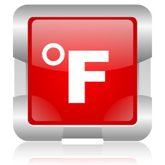 fahrenheit red square web glossy icon