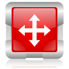 arrows red square web glossy icon