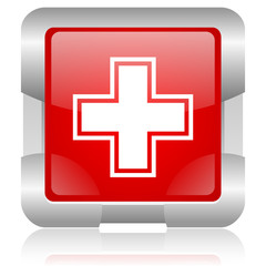 Obraz premium pharmacy red square web glossy icon