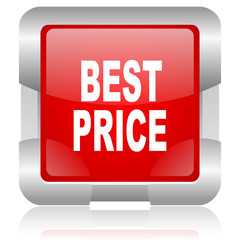 best price red square web glossy icon