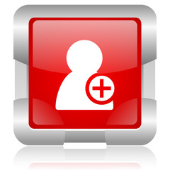 add contact red square web glossy icon