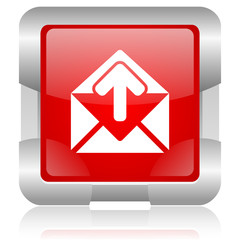 mail red square web glossy icon