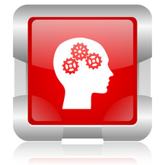 head red square web glossy icon
