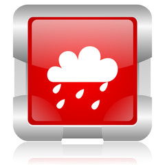 weather forecast red square web glossy icon