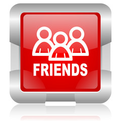 friends red square web glossy icon