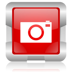 camera red square web glossy icon