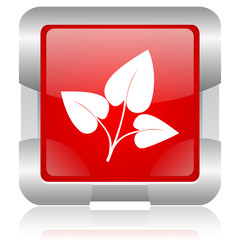 eco red square web glossy icon