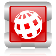 earth red square web glossy icon