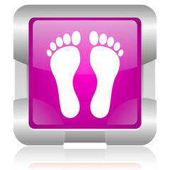 footprint pink square web glossy icon