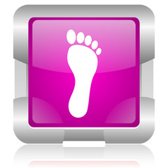footprint pink square web glossy icon