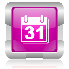 calendar pink square web glossy icon