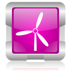 windmill pink square web glossy icon