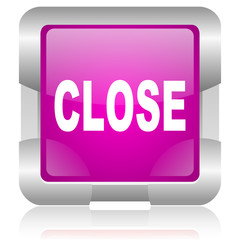 close pink square web glossy icon