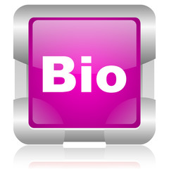 bio pink square web glossy icon