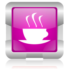 coffee pink square web glossy icon