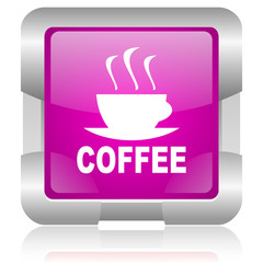 coffee pink square web glossy icon