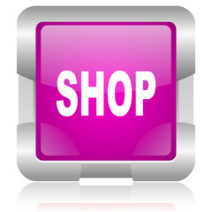 shop pink square web glossy icon