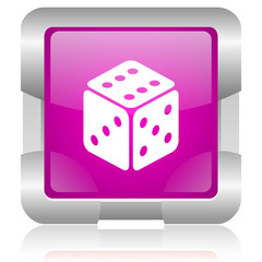 dice pink square web glossy icon