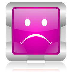 cry pink square web glossy icon