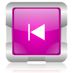 prev pink square web glossy icon