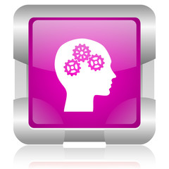 head pink square web glossy icon
