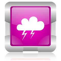weather forecast pink square web glossy icon