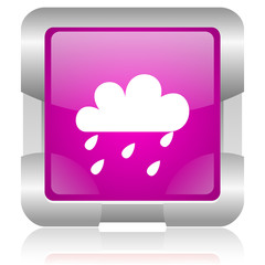 weather forecast pink square web glossy icon